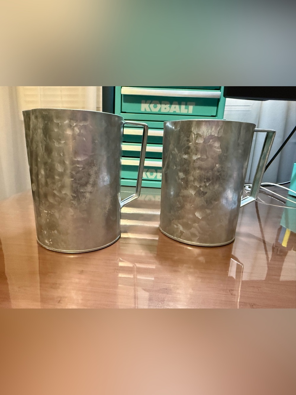 Set of Hammered Metal Pitchers – Silver Decorative